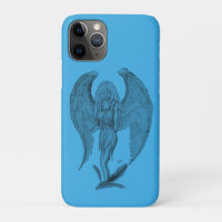 Anjo preto e design azul