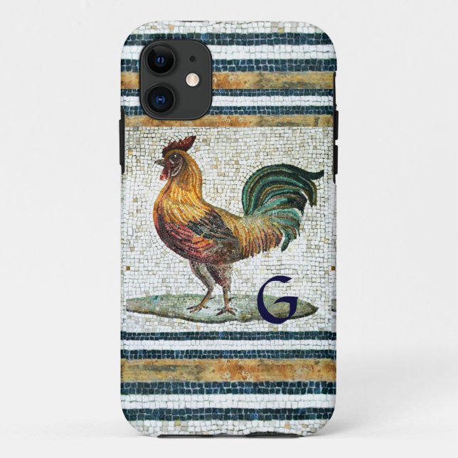 CAPA PARA iPhone DA Case-Mate ANTIQUE ROMAN MOSAICS/ROOSTER MONOGRAM (Verso)