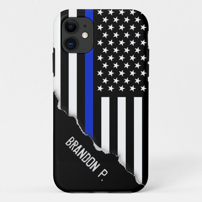 Capa Para iPhone Da Case-Mate Apagar | Linha Azul fina Bandeira Americana (Verso)