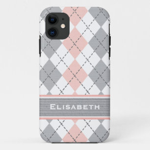 Capa Para iPhone Da Case-Mate Argyle cinzento cor-de-rosa formal