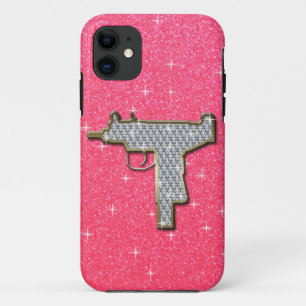 Capa Para iPhone Da Case-Mate Arma Uzi Rosa Bling