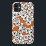 Capa Para iPhone Da Case-Mate Art Deco - padrão floral - creme em ferrugem<br><div class="desc">Um padrão de Deco de Arte baseado em um padrão crisântemo tradicional e estilizado usado em têxteis japoneses,  em branco cremoso esboçado em preto com fundo laranja ferrugem</div>