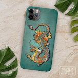 Capa Para iPhone Da Case-Mate Arte Colorida de Tatuagem do Dragão de Fogo<br><div class="desc">Mantenha seu novo dispositivo eletrônico protegido contra algemas e arranhões com essa capa de telefone protetora de células de nu, feita com um na moda e clássico colorido e uma vintage cor de laranja e amarelo contemporânea e design de tatuagem do dragão de fogo chinês antigo em fundo verde. Belo,...</div>