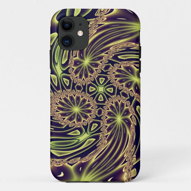 Capa Para iPhone Da Case-Mate Arte Fractal Abstrata Feliz Dança Neon Dourado (Verso)