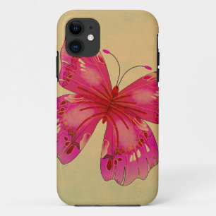 Capa Para iPhone Da Case-Mate Arte oriental cor-de-rosa da borboleta do vintage