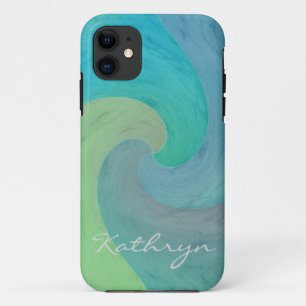 Capa Para iPhone Da Case-Mate Arte Personalizada Onda de Aquarela Turquesa Verde