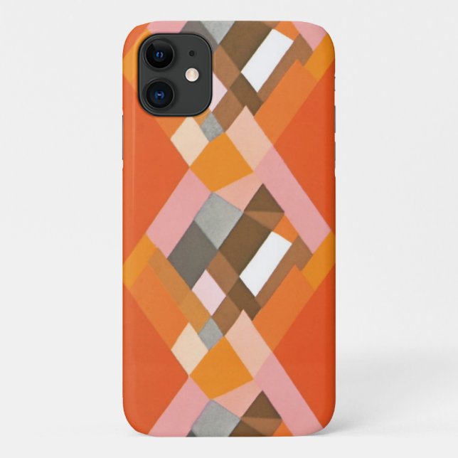 Capa Para iPhone Da Case-Mate Arte Retro Art Déco Padrão de Diamante Laranja Jaz (Verso)