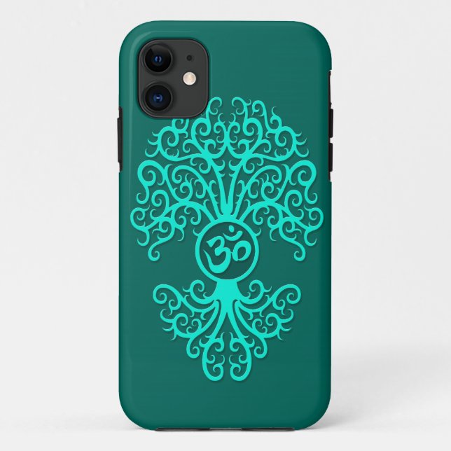 Capa Para iPhone Da Case-Mate Árvore azul do OM da cerceta (Verso)