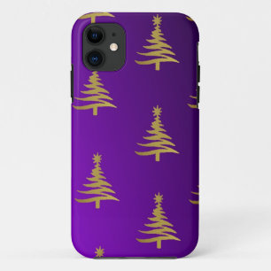 Capa Para iPhone Da Case-Mate Árvores de Natal Douradas em Roxo