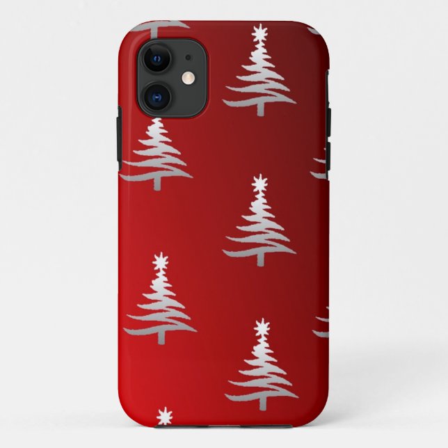 Capa Para iPhone Da Case-Mate Árvores de Natal Prateadas em Vermelho (Verso)
