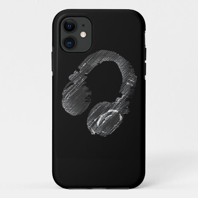 Capa Para iPhone Da Case-Mate auscultadores preto do disco-jóquei da música (Verso)