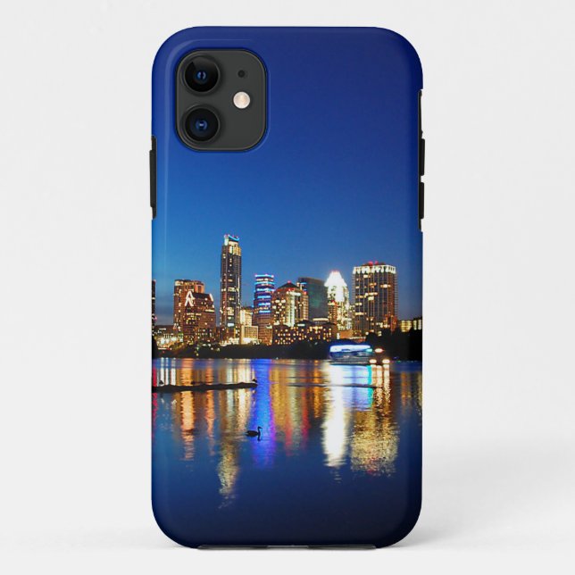 Capa Para iPhone Da Case-Mate Austin Texas Centro Night Skyline Ladybird Lake (Verso)
