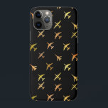 Capa Para iPhone Da Case-Mate Aviões de combate, a preto<br><div class="desc">Para o aficionado aeronáutico em sua vida,  um conjunto de aviões de combate em tons pálidos de laranja e ouro sobre fundo negro</div>