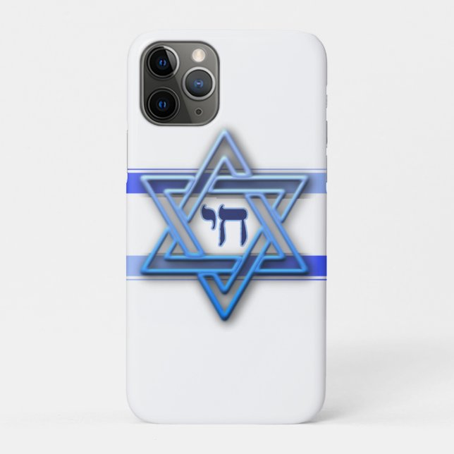 Capa Para iPhone Da Case-Mate Azul Branco e a Estrela de Davi (Verso)