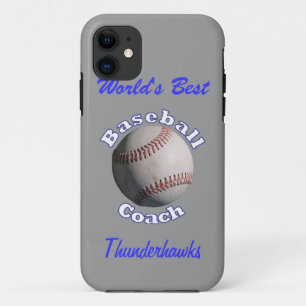 Capa Para iPhone Da Case-Mate Azul do treinador de basebol no cinza ausente