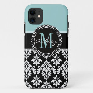 CAPA PARA iPhone DA Case-Mate AZUL, NEGRO, SEU MONOGRAMA, SEU NOME