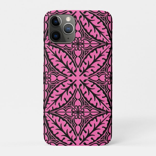 Capa Para iPhone Da Case-Mate Azulejos marroquinos - rosa fúcsia e preto (Verso)