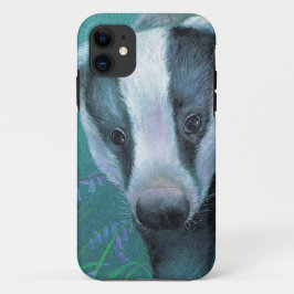 Capa Para iPhone Da Case-Mate Badger de arte na pintura de madeira azul