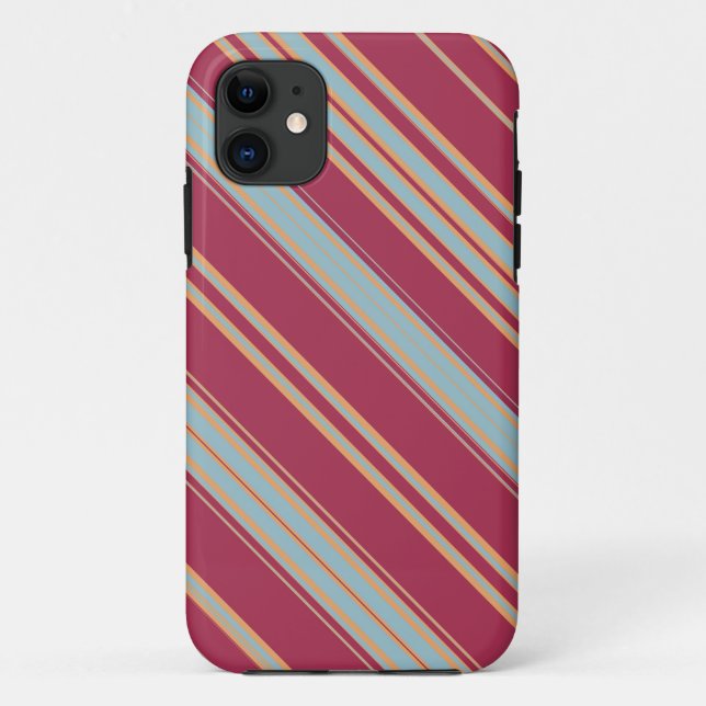 Capa Para iPhone Da Case-Mate Bandas de Diagonal Castanho e Azul Claro (Verso)