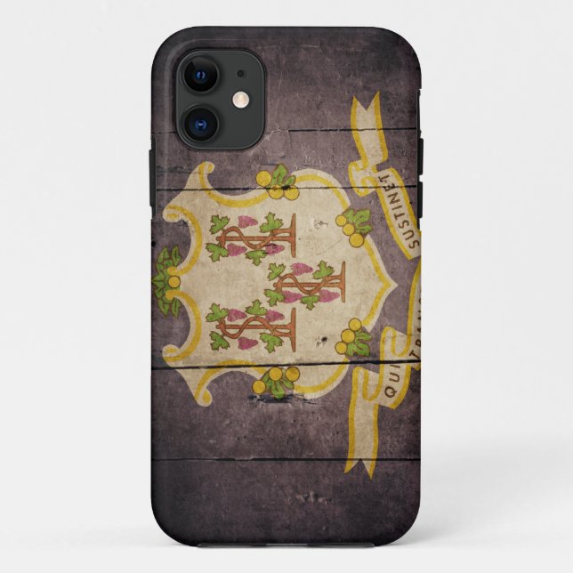 Capa Para iPhone Da Case-Mate Bandeira de madeira áspera de Connecticut (Verso)