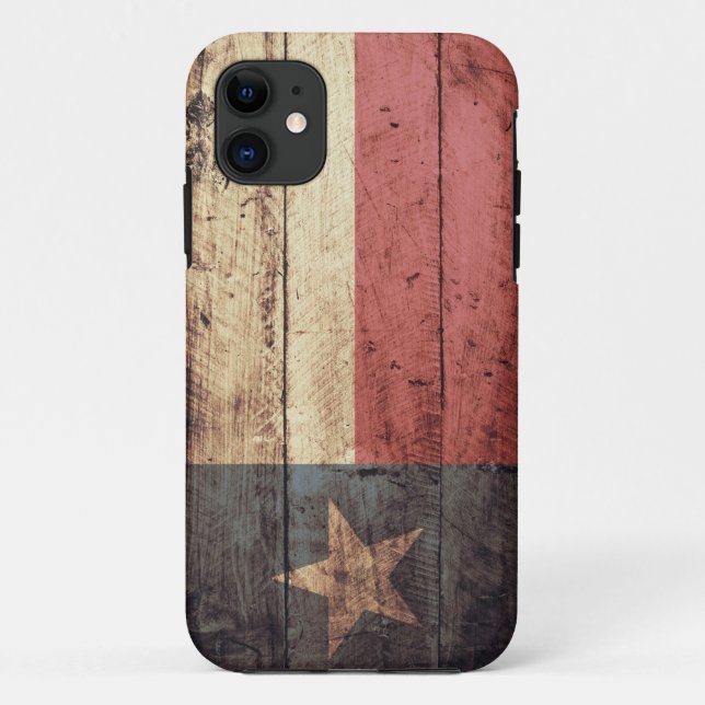 Capa Para iPhone Da Case-Mate Bandeira de madeira velha de Texas; (Verso)