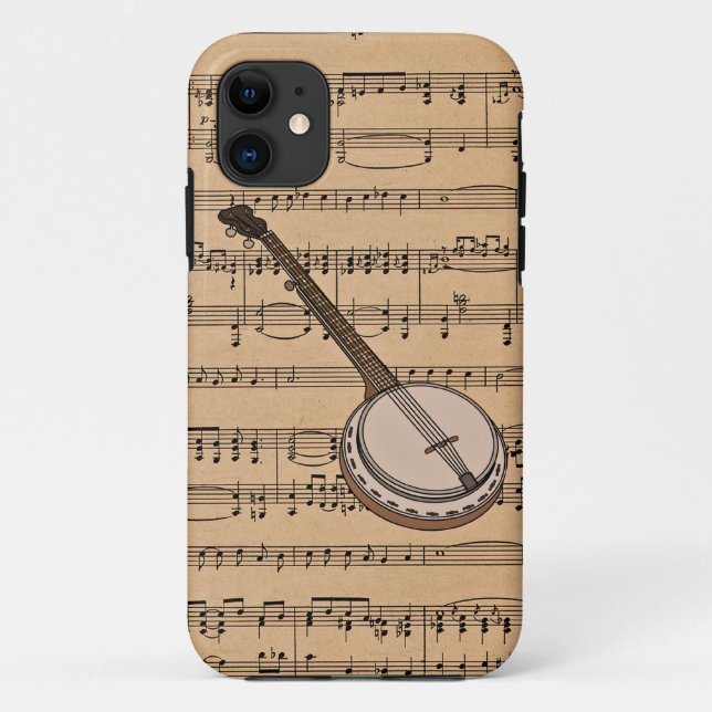 Capa Para iPhone Da Case-Mate Banjo com fundo da partitura (Verso)