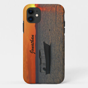 Capa Para iPhone Da Case-Mate Barco de Pesca de Sunset, Orange Sky, Nome