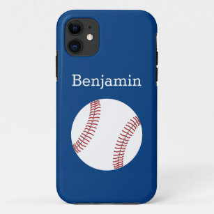 Capa Para iPhone Da Case-Mate Basebol com nome feito sob encomenda - azul
