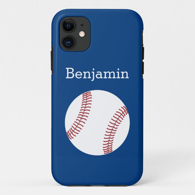 Capa Para iPhone Da Case-Mate Basebol com nome feito sob encomenda - azul (Verso)