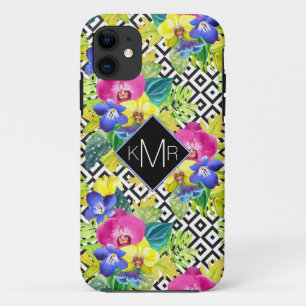 Capa Para iPhone Da Case-Mate Begónia da orquídea e monograma das folhas de