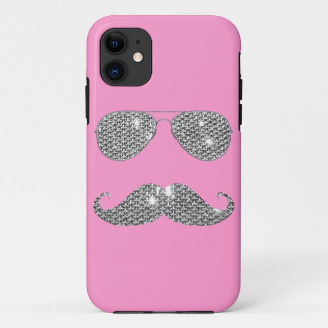 Capa Para iPhone Da Case-Mate Bigode engraçado do diamante com vidros (Verso)