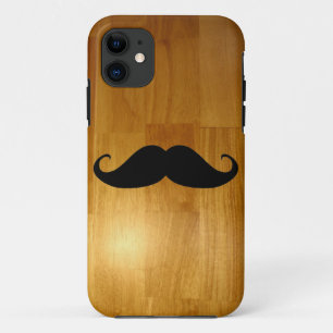 Capa Para iPhone Da Case-Mate Bigode engraçado no fundo de madeira brilhante da