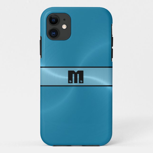 Capa Para iPhone Da Case-Mate Blue Shiny Stainless Steel Metal 12 (Verso)