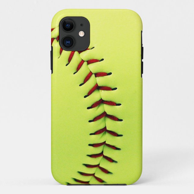 Capa Para iPhone Da Case-Mate Bola amarela do softball (Verso)