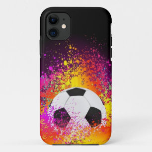 Capa Para iPhone Da Case-Mate Bola de futebol de néon com fundo preto