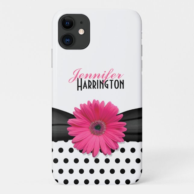 Capa Para iPhone Da Case-Mate Bolinhas Chic Pink Gerbera Daisy (Verso)