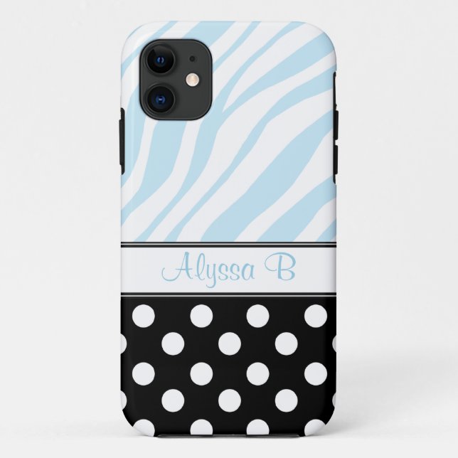 Capa Para iPhone Da Case-Mate Bolinhas Negra Azul Zebra Impressão iPhone 5 Case (Verso)