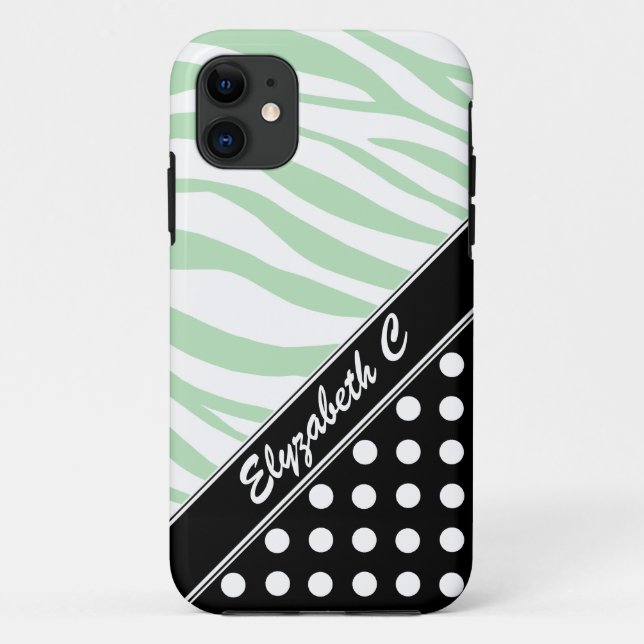 Capa Para iPhone Da Case-Mate Bolinhas preta Zebra verde Impressão iPhone 5 Case (Verso)