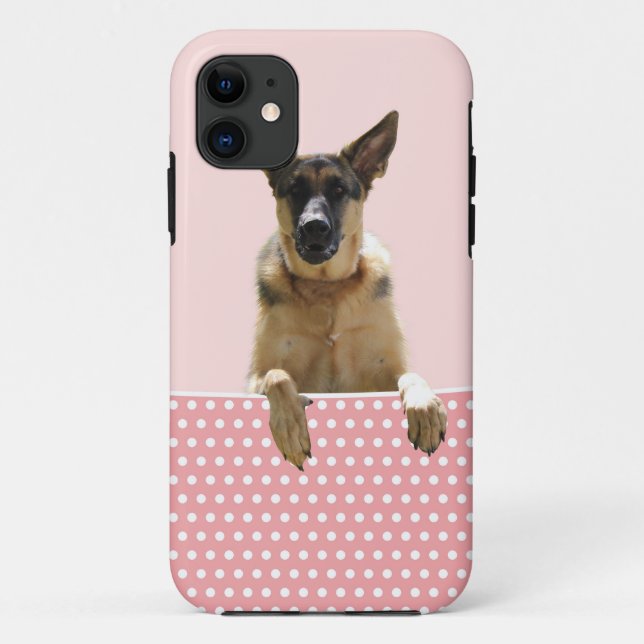 Capa Para iPhone Da Case-Mate Bolinhas Rosa german shepherd (Verso)