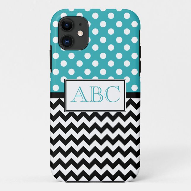 Capa Para iPhone Da Case-Mate Bolinhas Turquoise & Chevron iPhone 5 Case (Verso)