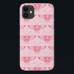 Capa Para iPhone Da Case-Mate Borboleta Deco de Arte Estilizada - rosa-coral<br><div class="desc">Reprodução de um padrão estilizado de papel de parede da borboleta Art Deco - Cor-de-rosa profundo num fundo cor-de-rosa pastel</div>