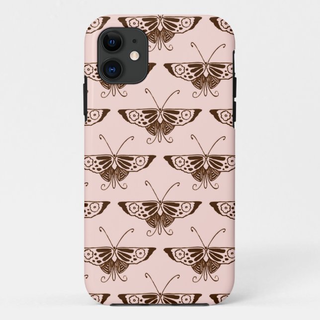 Capa Para iPhone Da Case-Mate Borboleta Deco Estilizada - chocolate e pêssego (Verso)