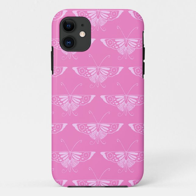 Capa Para iPhone Da Case-Mate Borboleta Deco estilizada - rosa orquídeo (Verso)