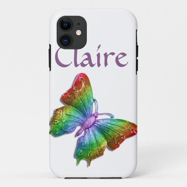 Capa Para iPhone Da Case-Mate Borboleta Jeweled arco-íris 3D personalizada (Verso)