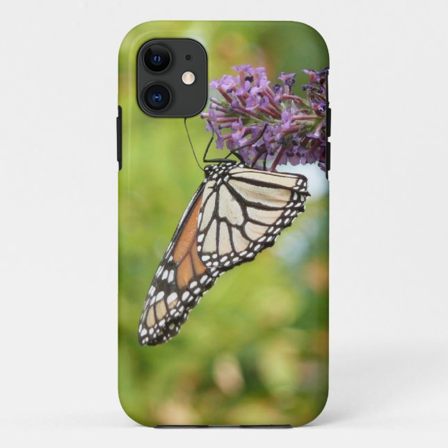 Capa Para iPhone Da Case-Mate Borboleta Monarca em Arbusto de Borboleta Roxa (Verso)