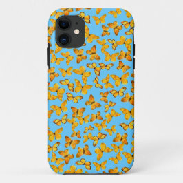 Capa Para iPhone Da Case-Mate Borboletas Amarelas do Ouro bonito no Azul-Céu