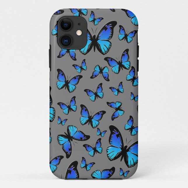 Capa Para iPhone Da Case-Mate borboletas azuis (Verso)