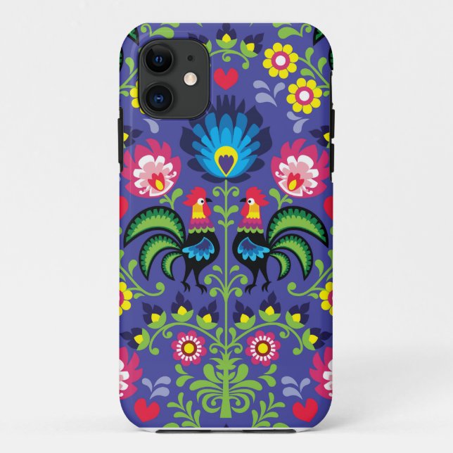 Capa Para iPhone Da Case-Mate Bordado floral polonês tradicional com galos (Verso)