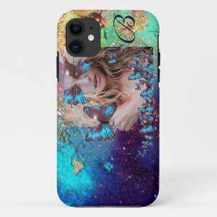 CAPA PARA iPhone DA Case-Mate BORRACHA AZUL COM MONOGRAMA DE ESPUMANTES DOURADOS