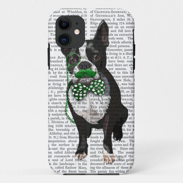 Capa Para iPhone Da Case-Mate Boston Terrier Com bigode verde e safado (Verso)